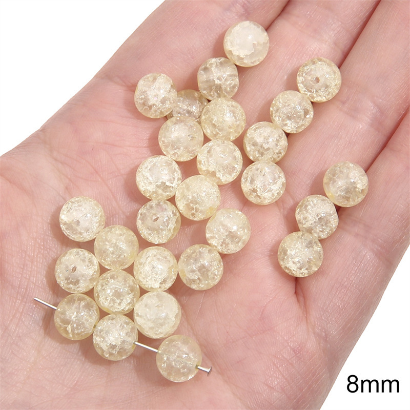 5:Transparent floral double-piece round bead 8mm aperture about 1mm light yellow