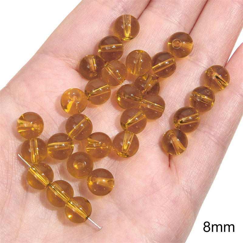 6:Transparent round bead 8mm aperture about 1mm transparent yellow