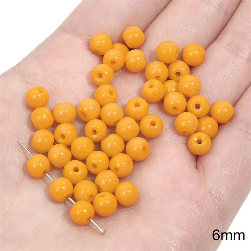 7:Solid color round bead 6mm aperture about 1mm yellow