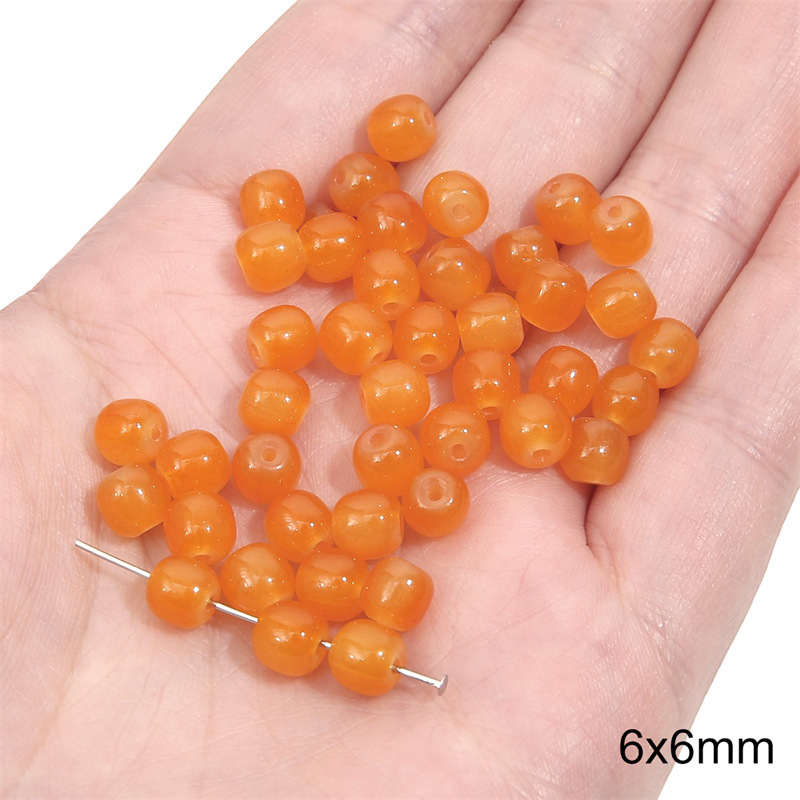 8:Transparent jelly apple beads 6x 6mm aperture about 1mm orange