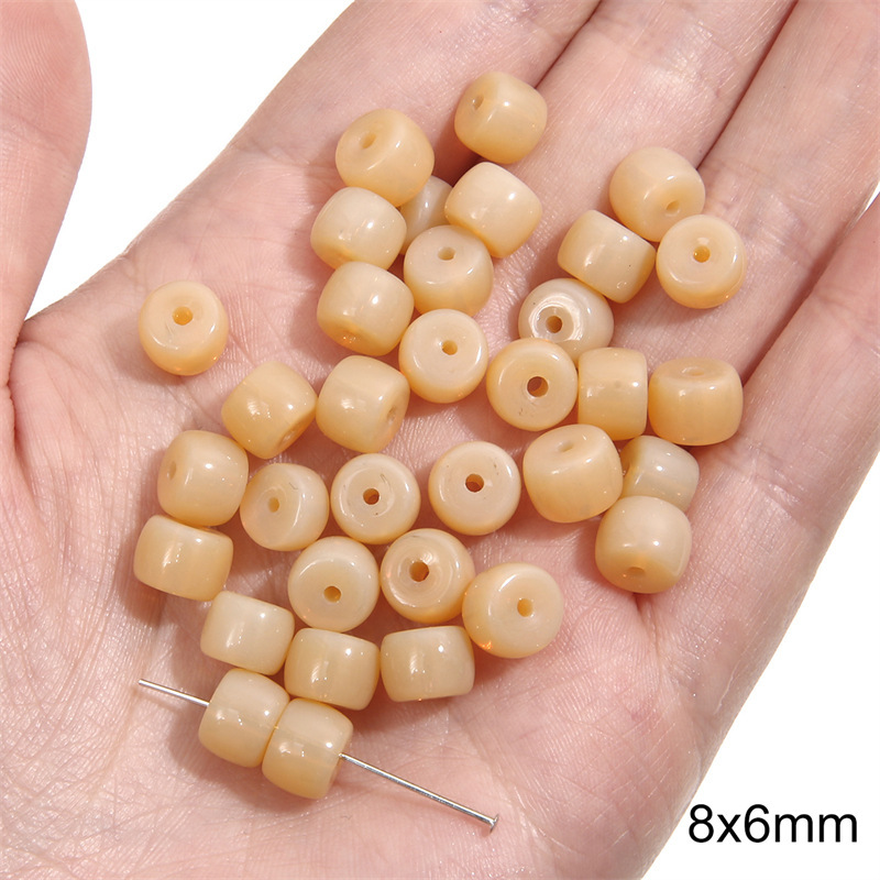 9:Transparent jelly pier bead 8x 6mm aperture about 1mm apricot