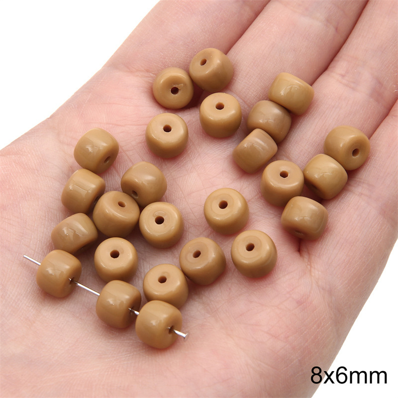 10:Solid color pier bead 8x 6mm aperture about 1mm yellow