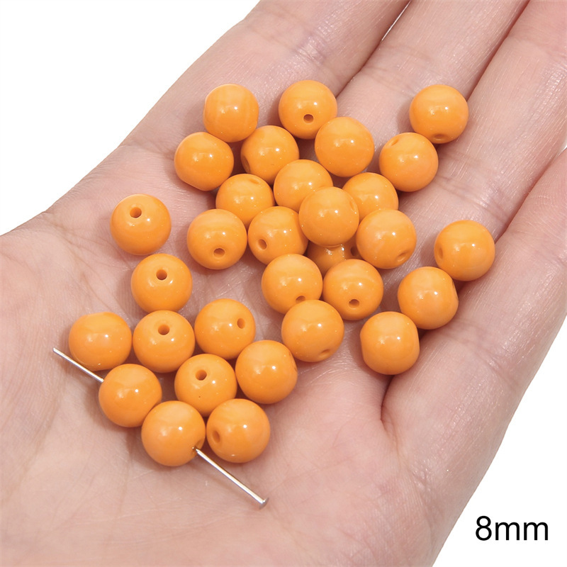 13:Solid color round beads 8mm aperture about 1mm orange