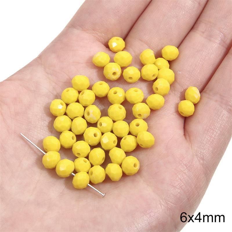 16:Solid color crystal wheel beads 6x 4mm aperture about 1mm yellow