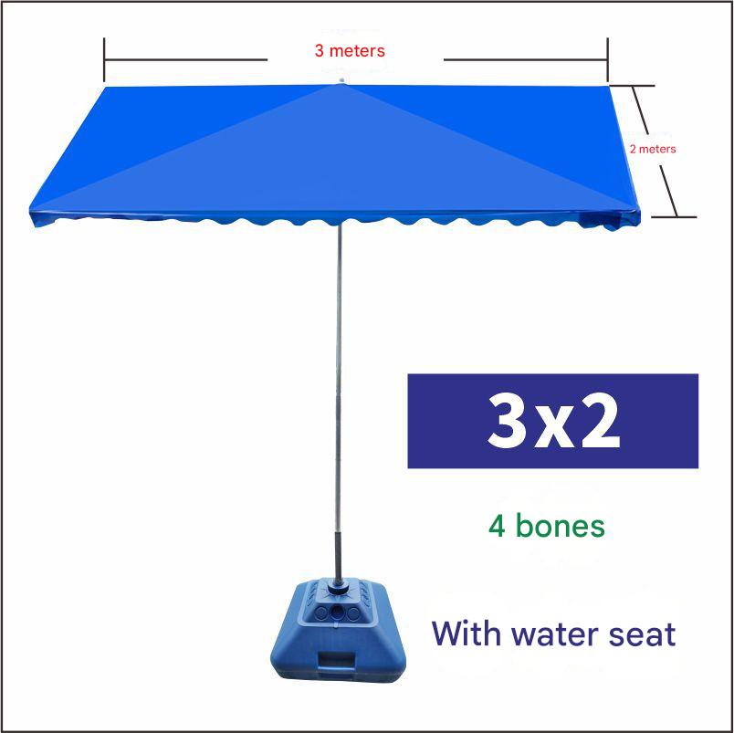 Oblique umbrella 3x2m blue with water seat