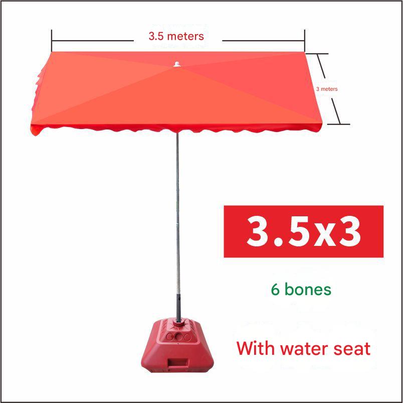 Oblique umbrella 3.5x3m red with water seat