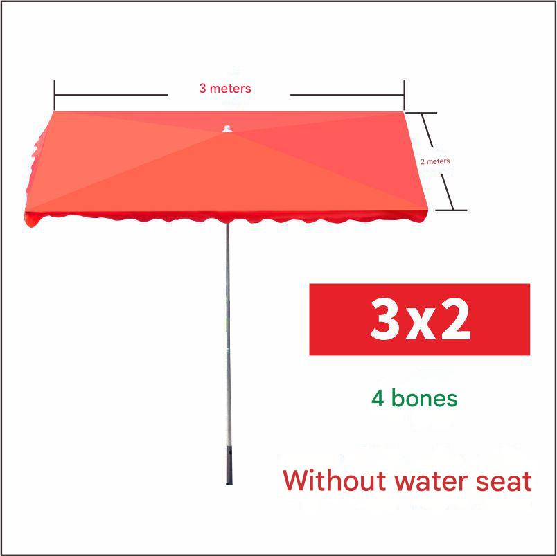 Oblique umbrella 3x2m red without water seat