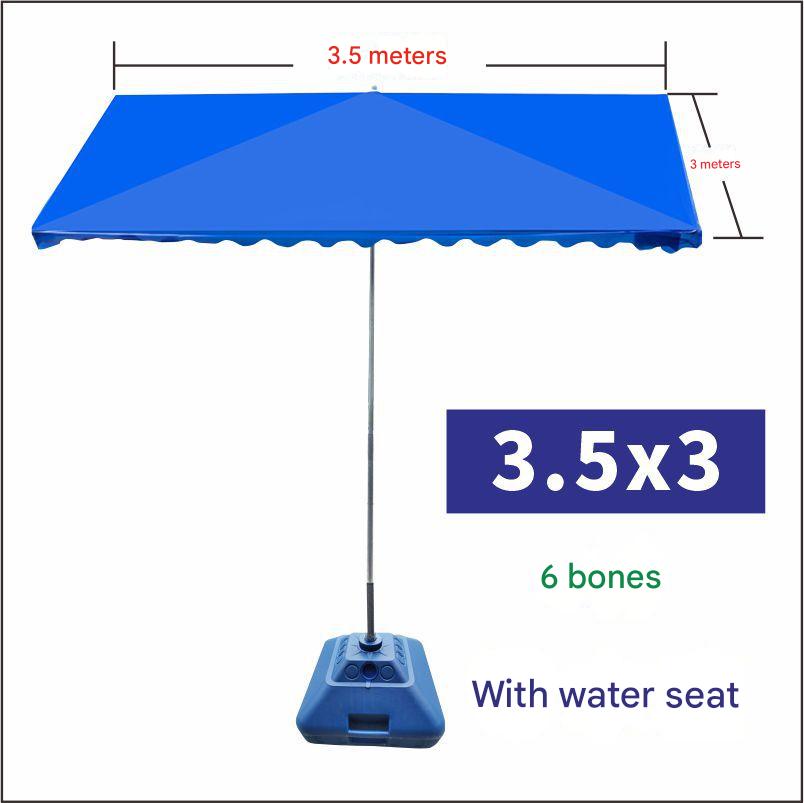 Oblique umbrella 3.5x3m blue with water seat