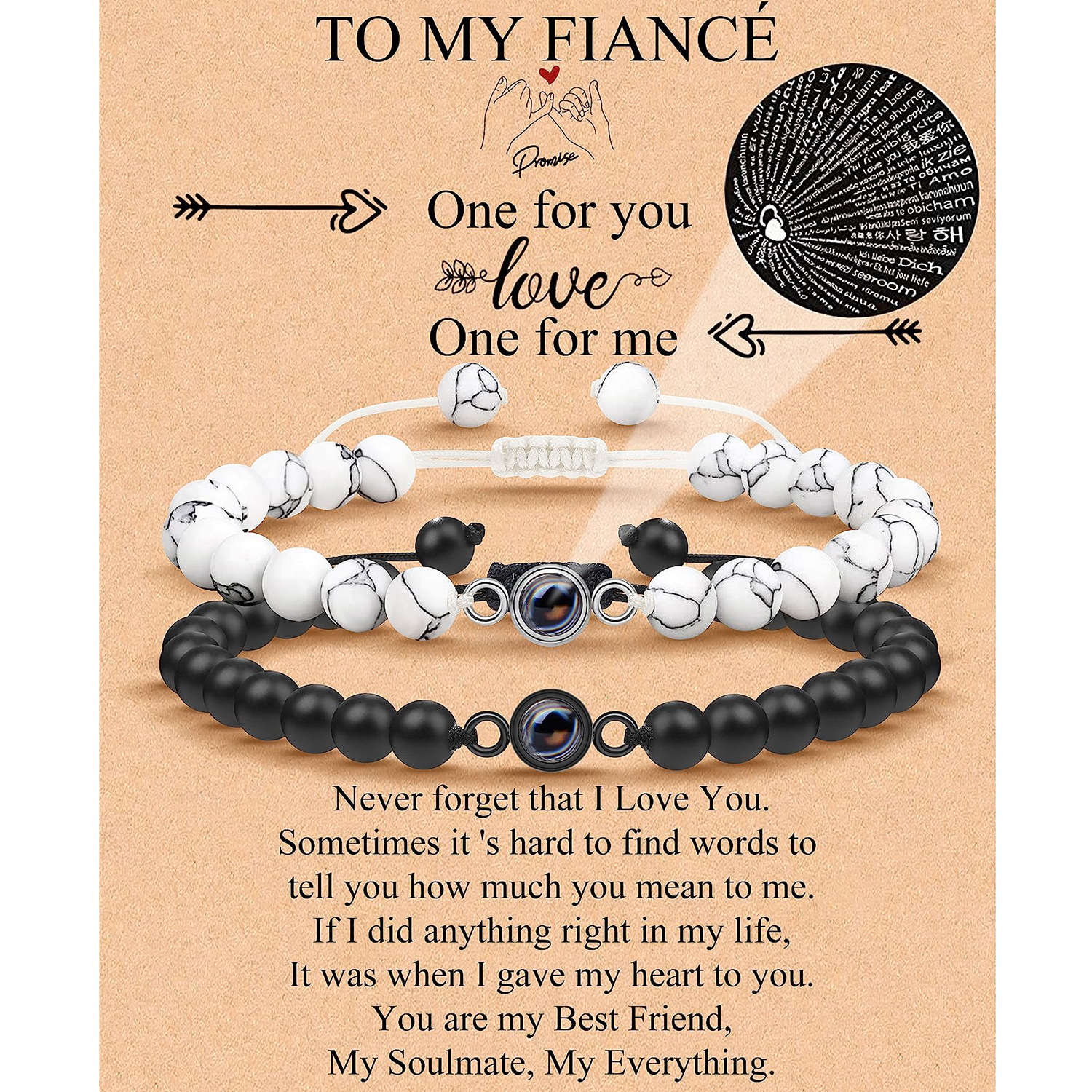 White Turquoise Grinding Stone Card Fiance gift