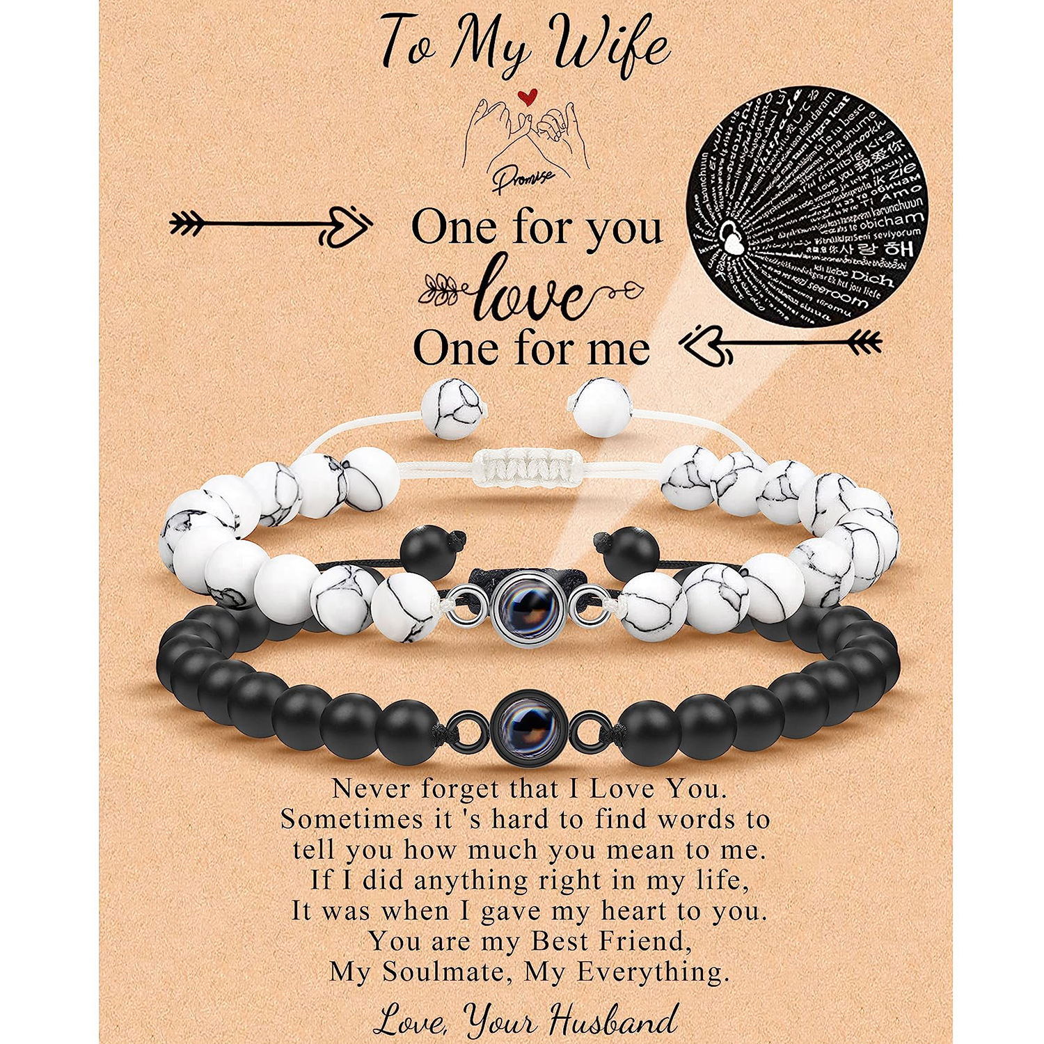 12:White Turquoise Grinding Stone Card Wife gift