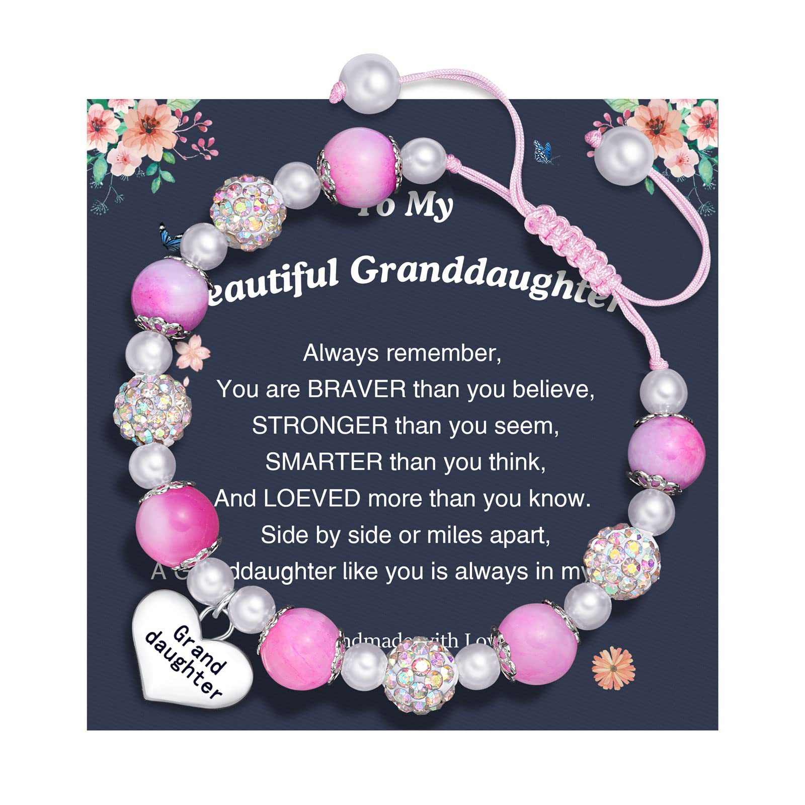 11:Peach Pink Shambhala Bracelet Beautiful Granddaughter Card