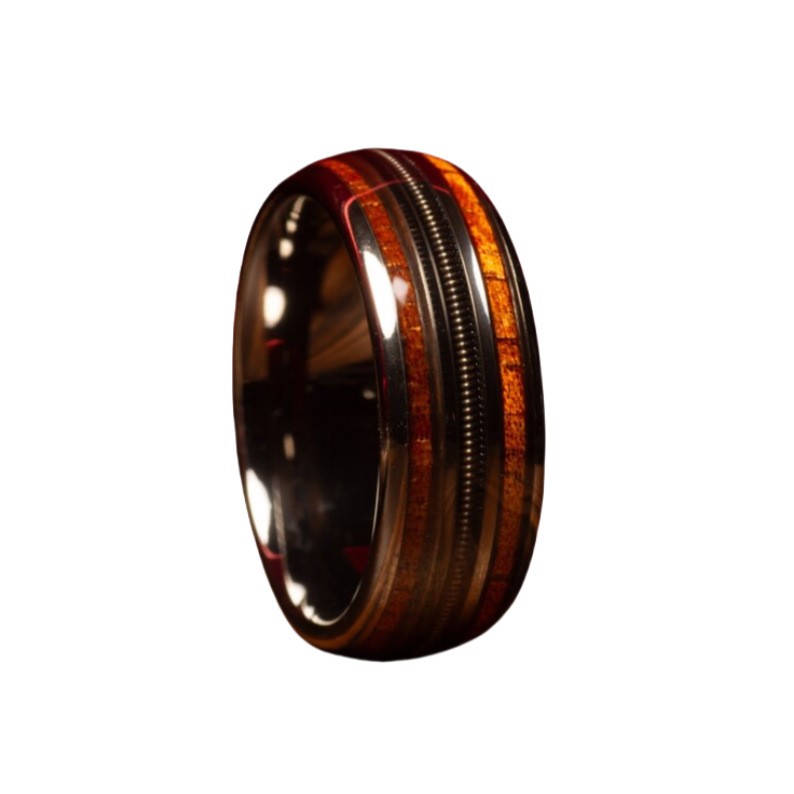 4:Black double wood grain three string string ring