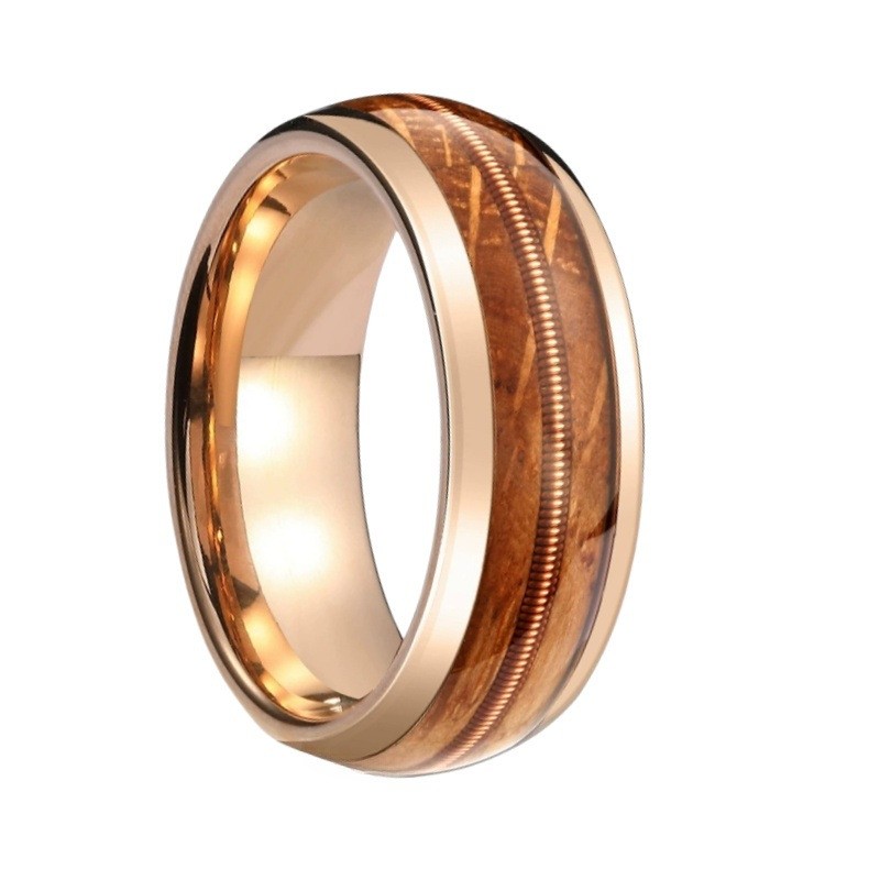 Rose gold 8mm steel wire stainless steel ring US S