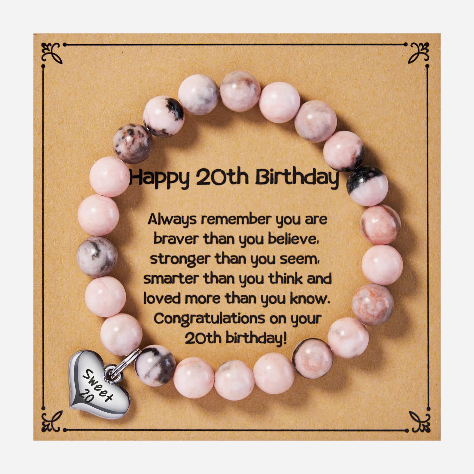 15:Pink Zebra stretch rope Happy 20 card