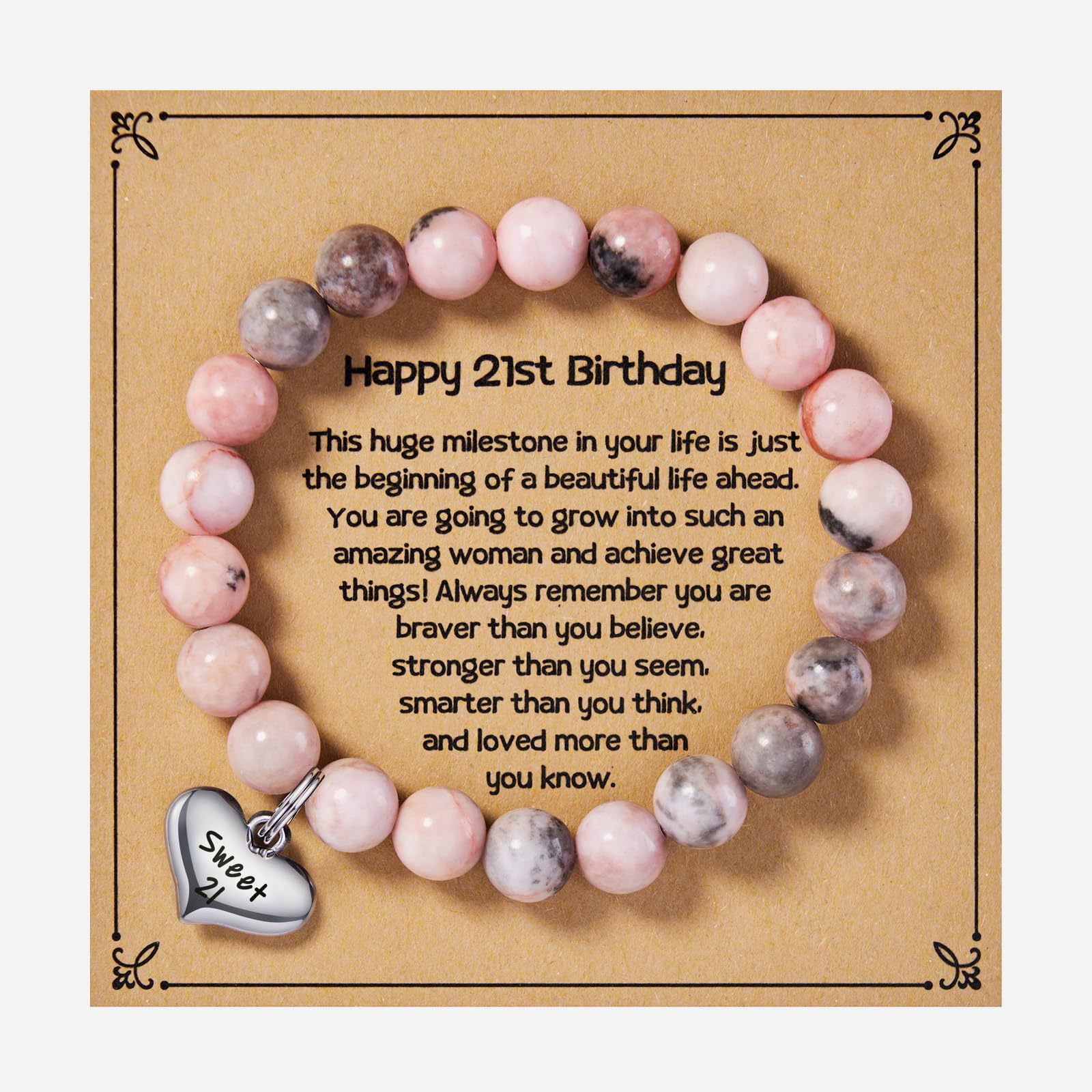 16:Pink Zebra stretch rope Happy 21 card