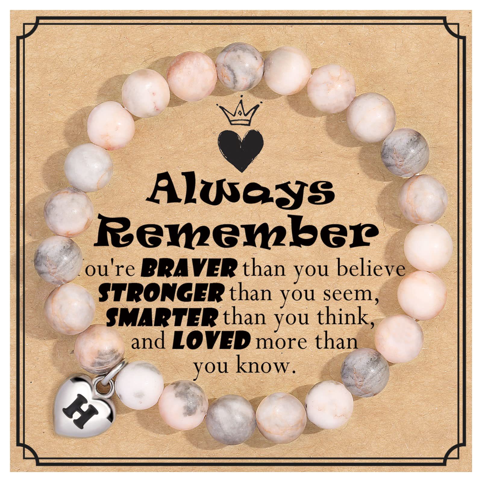 34:H Letter Always Remember Card Bracelet