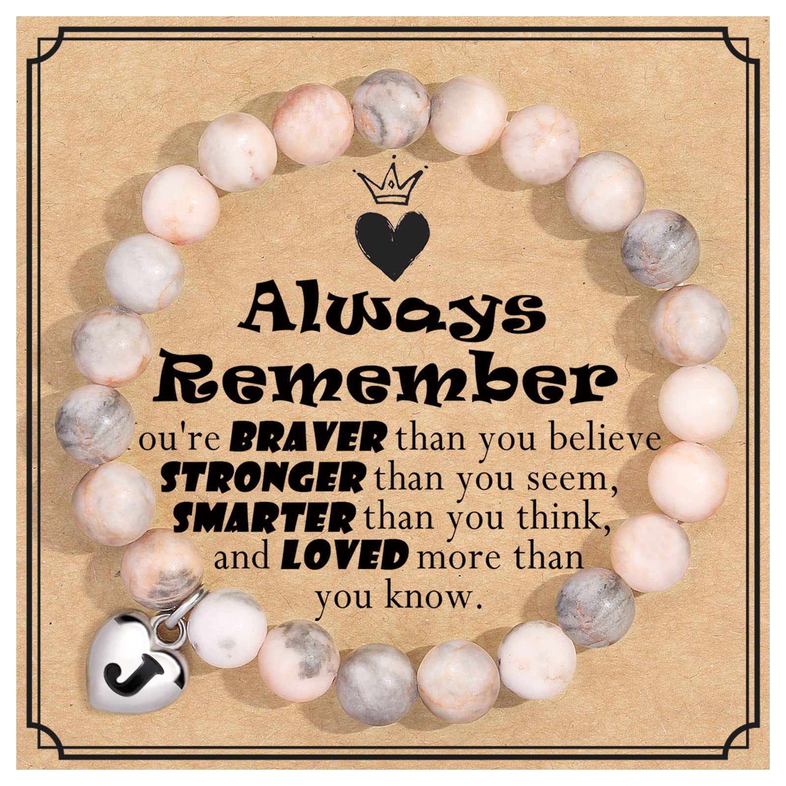 36:J Letter Always Remember Card Bracelet