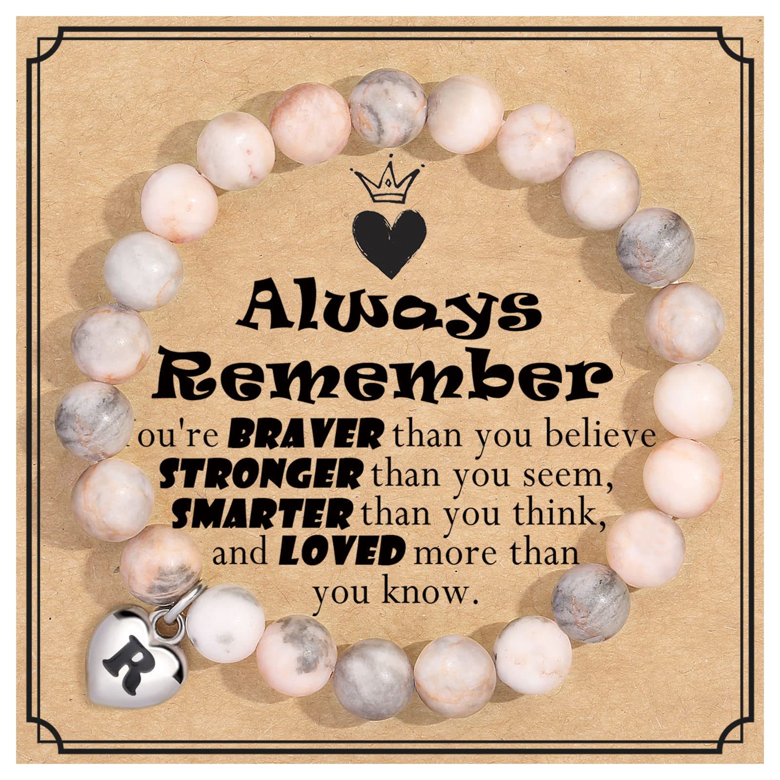 44:R Letter Always Remember Card Bracelet