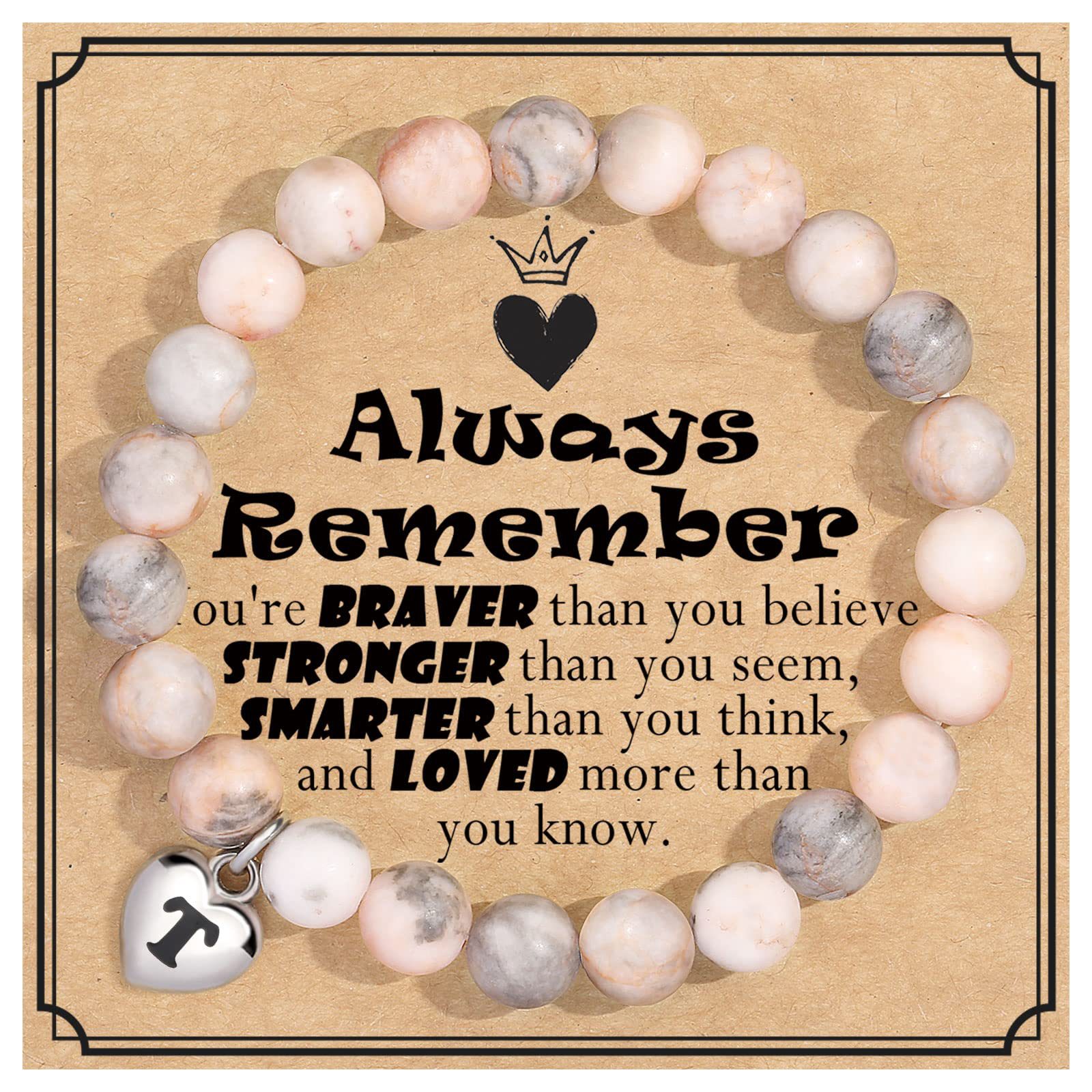 46:T Letter Always Remember Card Bracelet