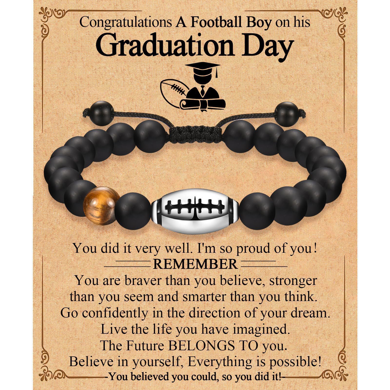 19:Rugby Yellow Tiger Eye Rope Bracelet Card 1