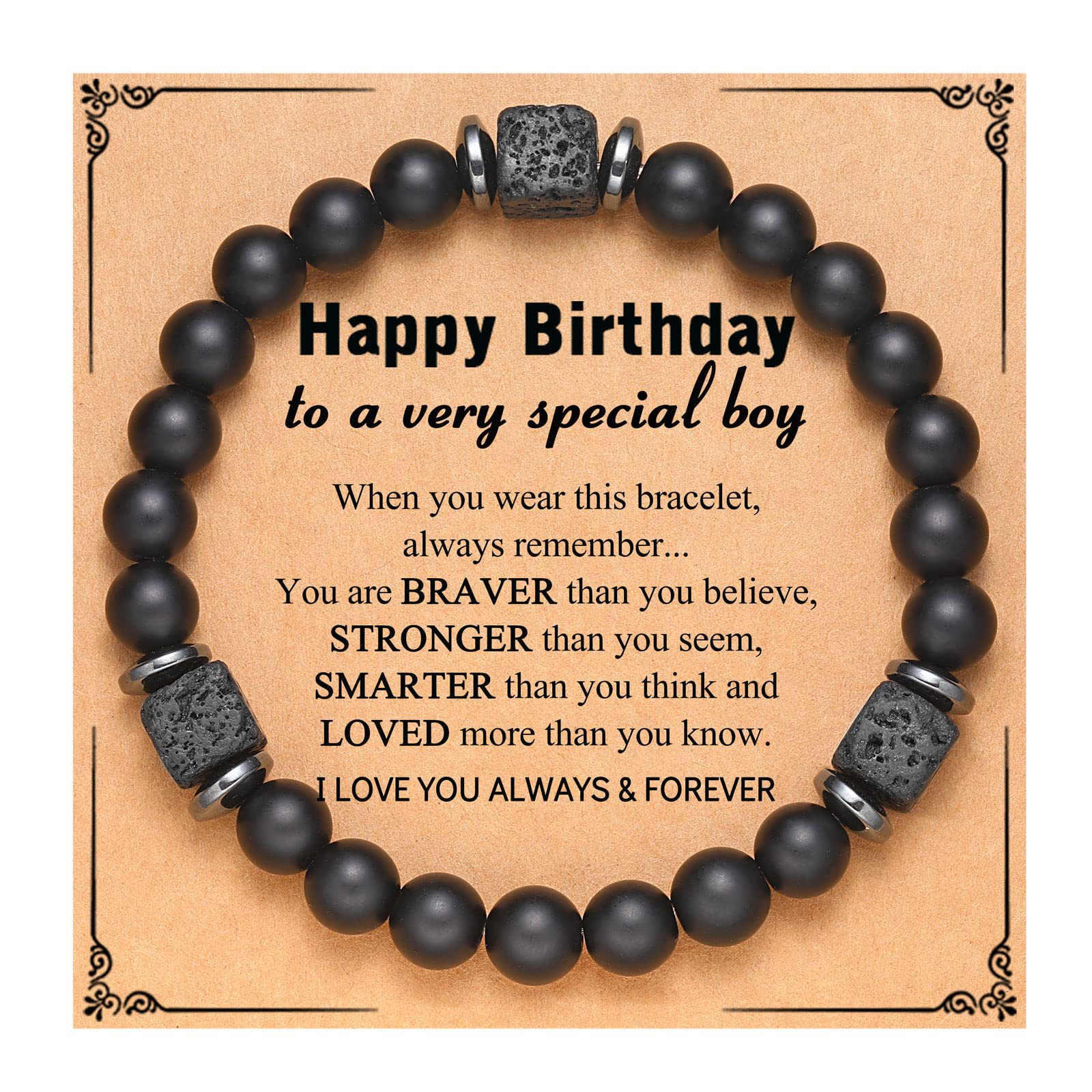 4:Volcanic Stone Bracelet Happy birthday for a boy Card