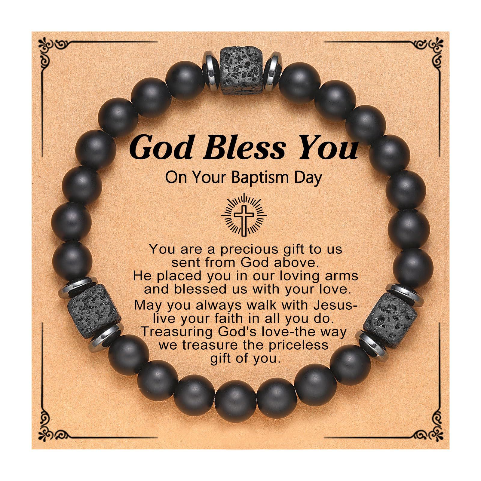 13:Volcanic Stone Bracelet God Bless You Card
