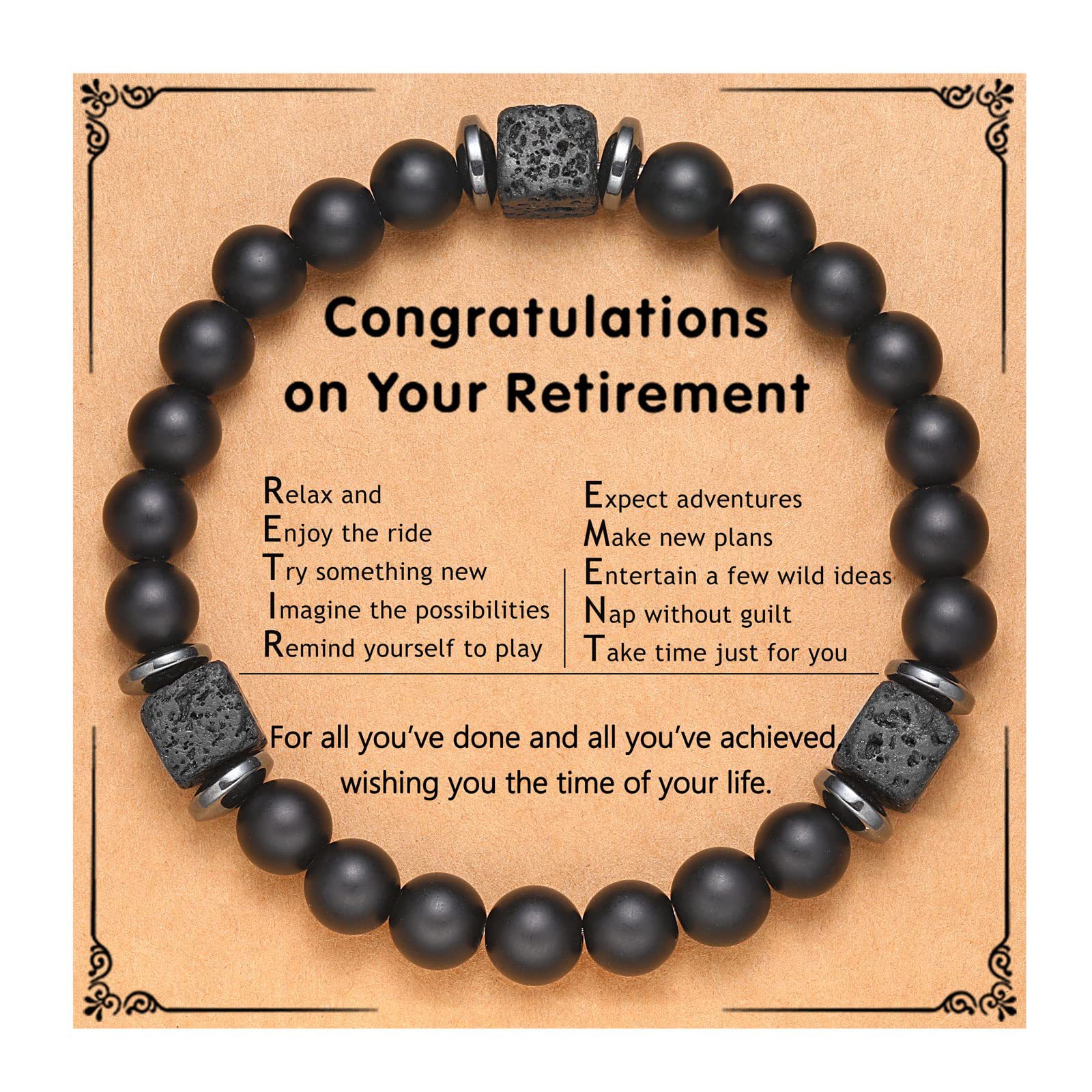 19:Volcanic Stone Bracelet Happy retirement Card
