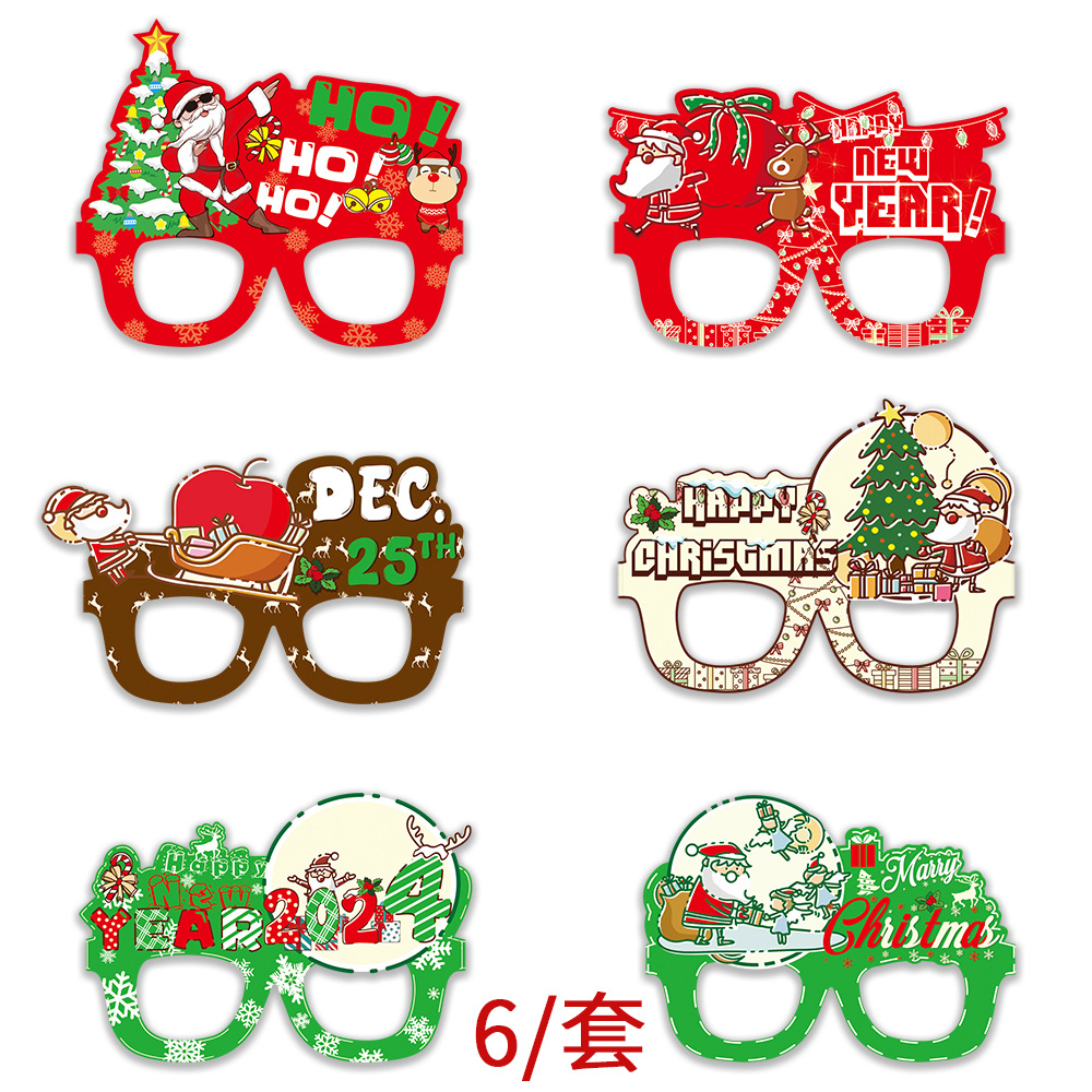 Christmas paper glasses type B (6 pcs/set)