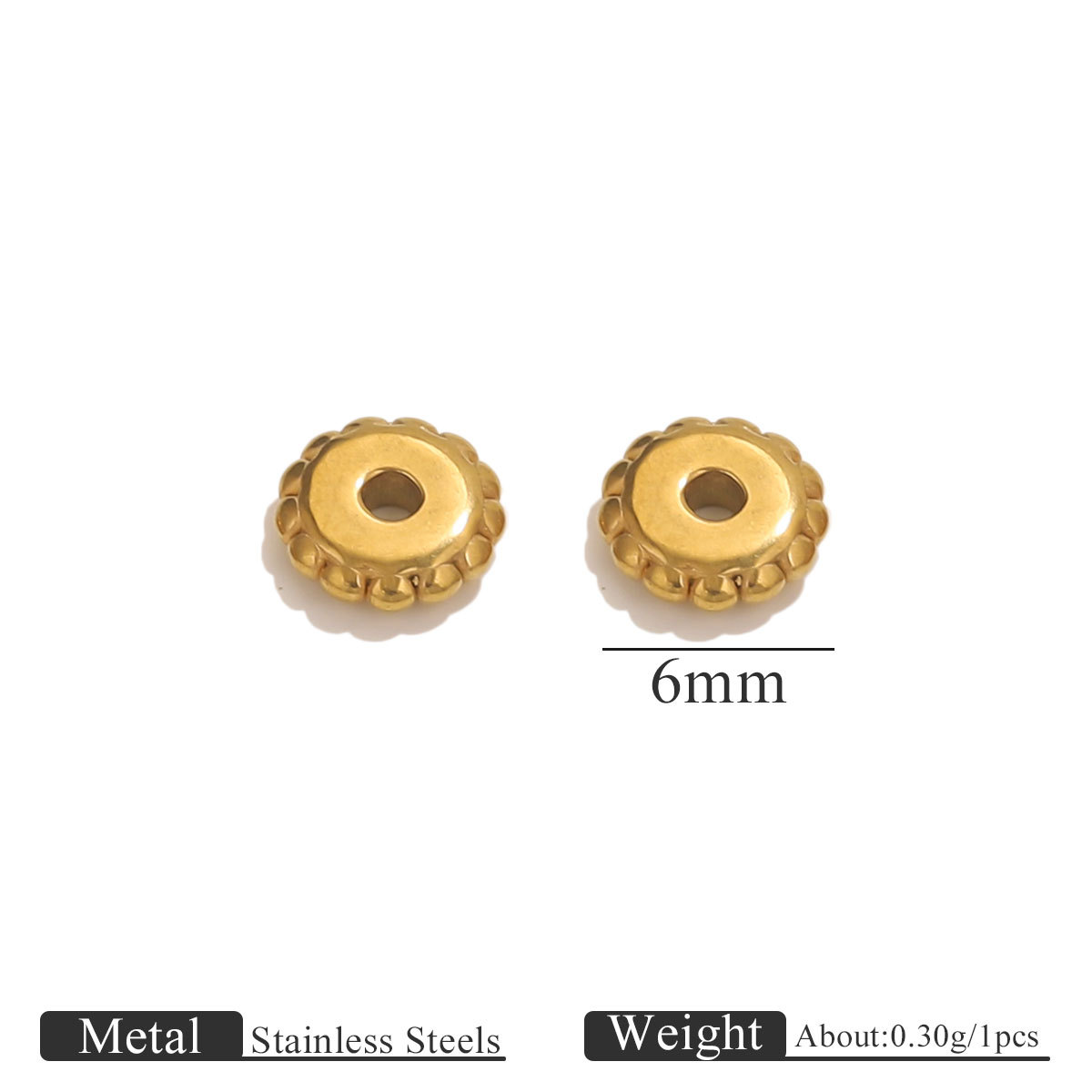 Gold gear spacer beads-6mm