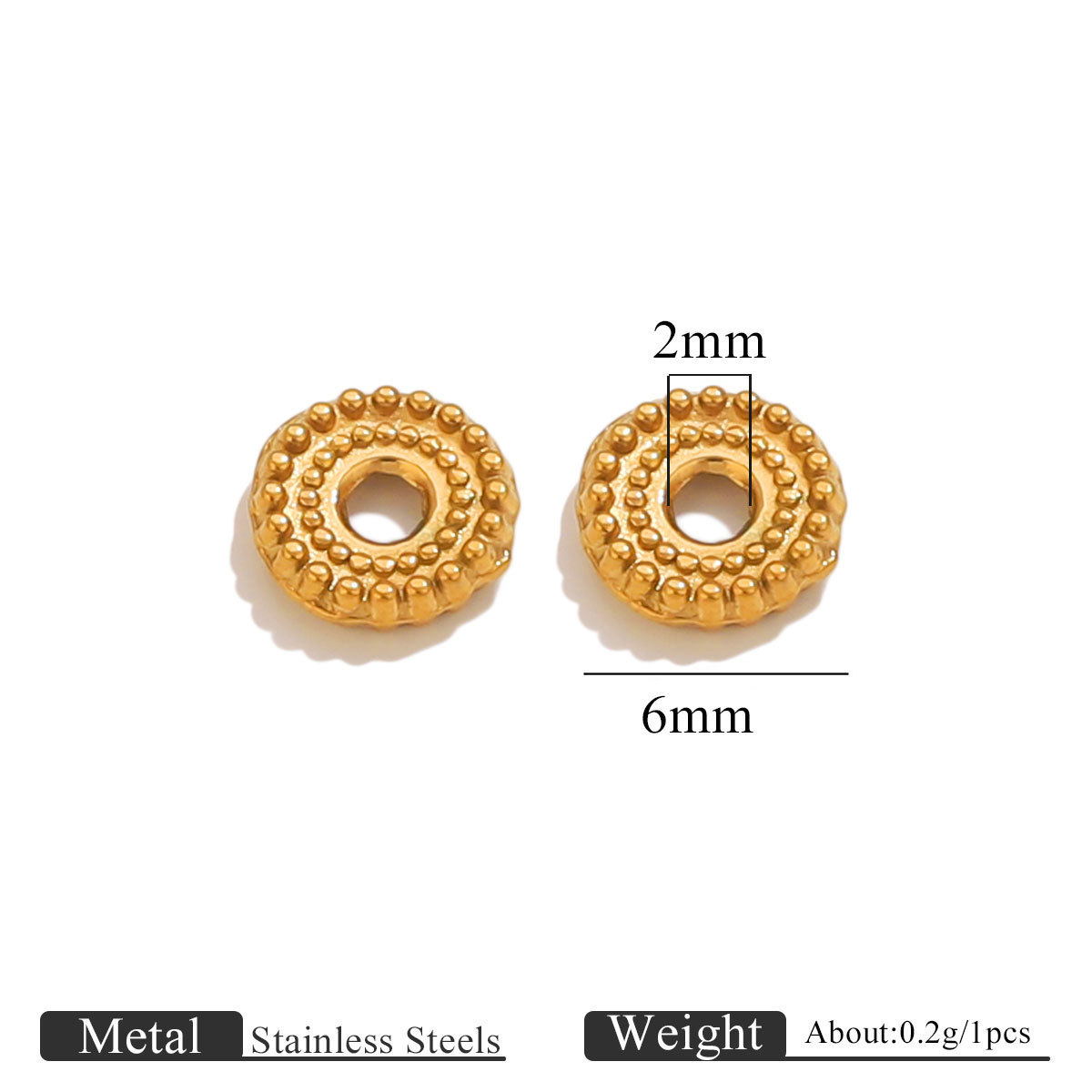 Golden dot spacer beads-6mm