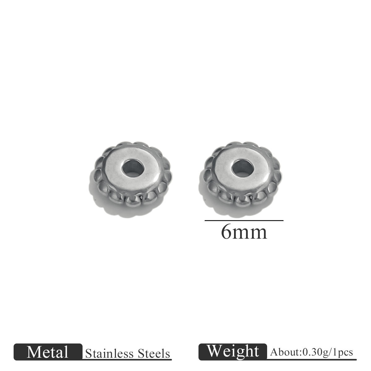 5:Steel color gear spacer beads-6mm