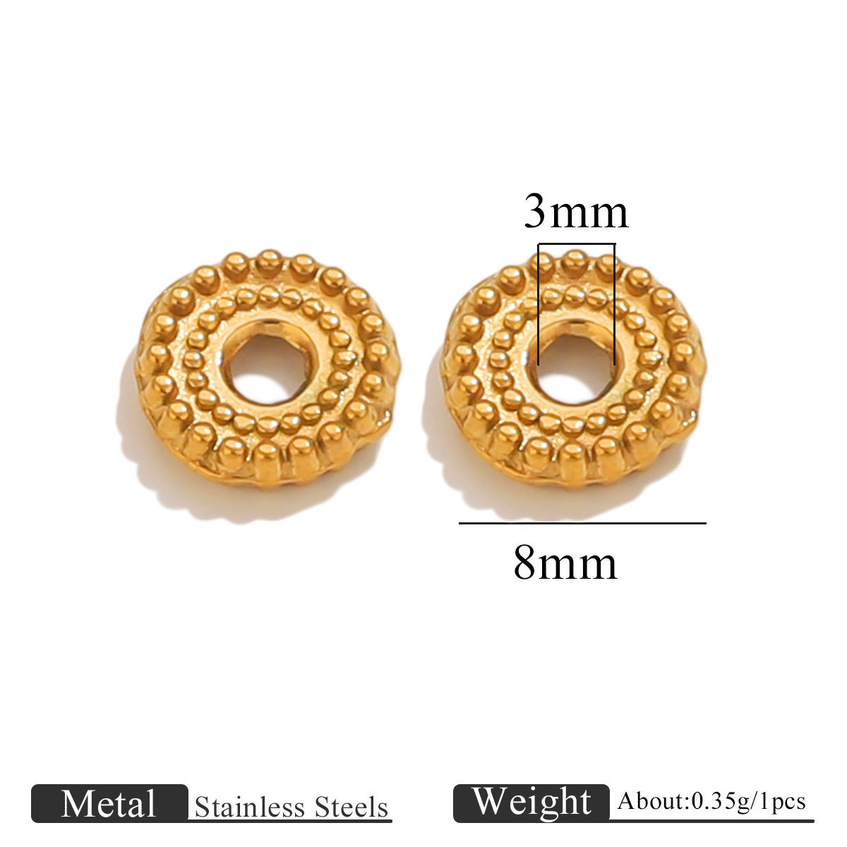 8:Golden dot spacer beads-8mm