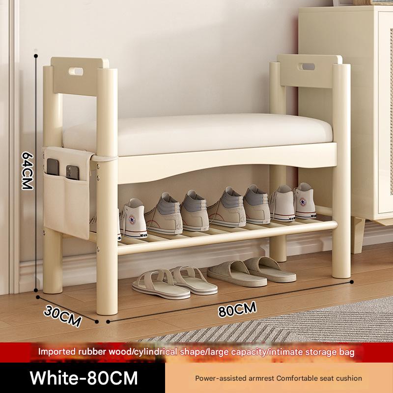 Zx heightened armrest shoe changing stool 2 layers 80 milk white [cloth bag]