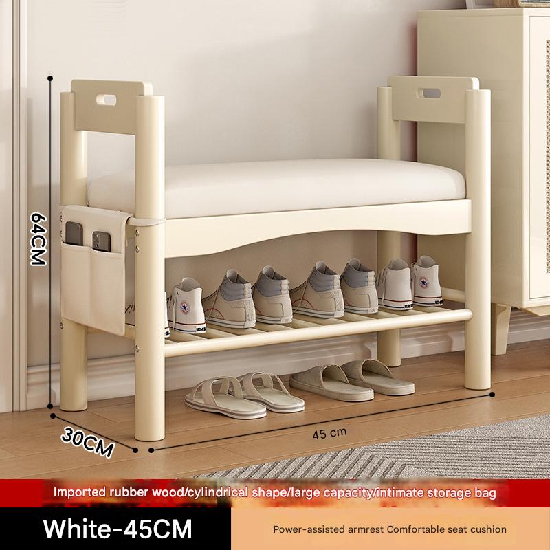 Zx heightened armrest shoe changing stool 2 layers 45 milk white [cloth bag]