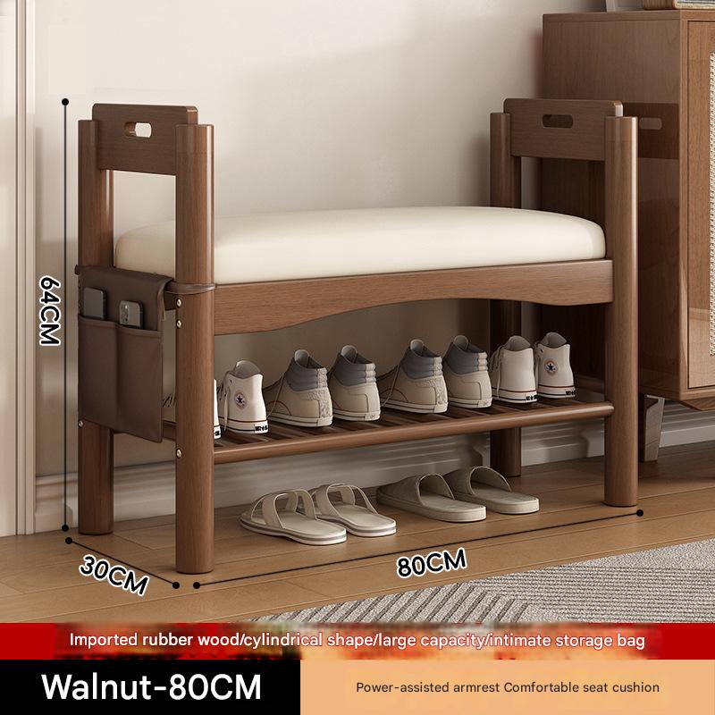 Zx heightened armrest shoe changing stool 2-layer 80 walnut color [cloth bag]