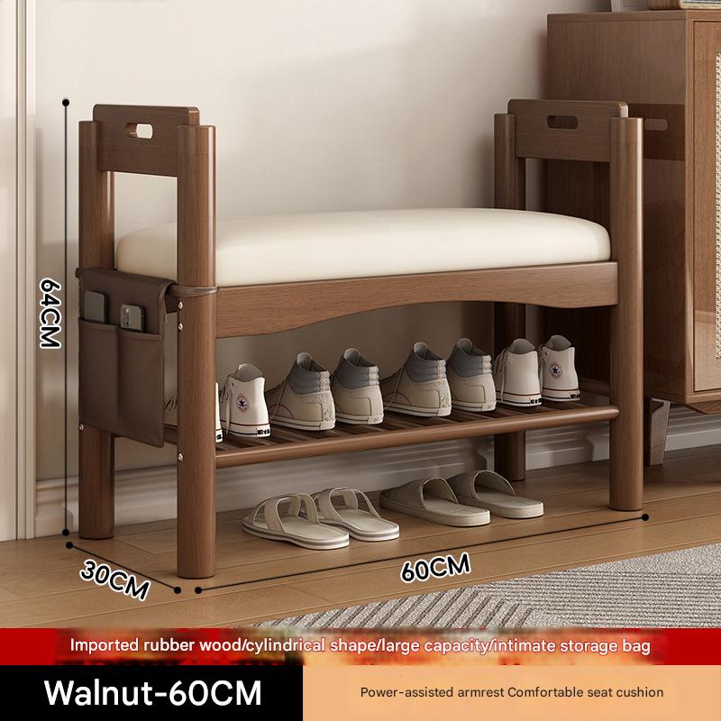 Zx heightened armrest shoe changing stool 2-layer 60 walnut color [cloth bag]