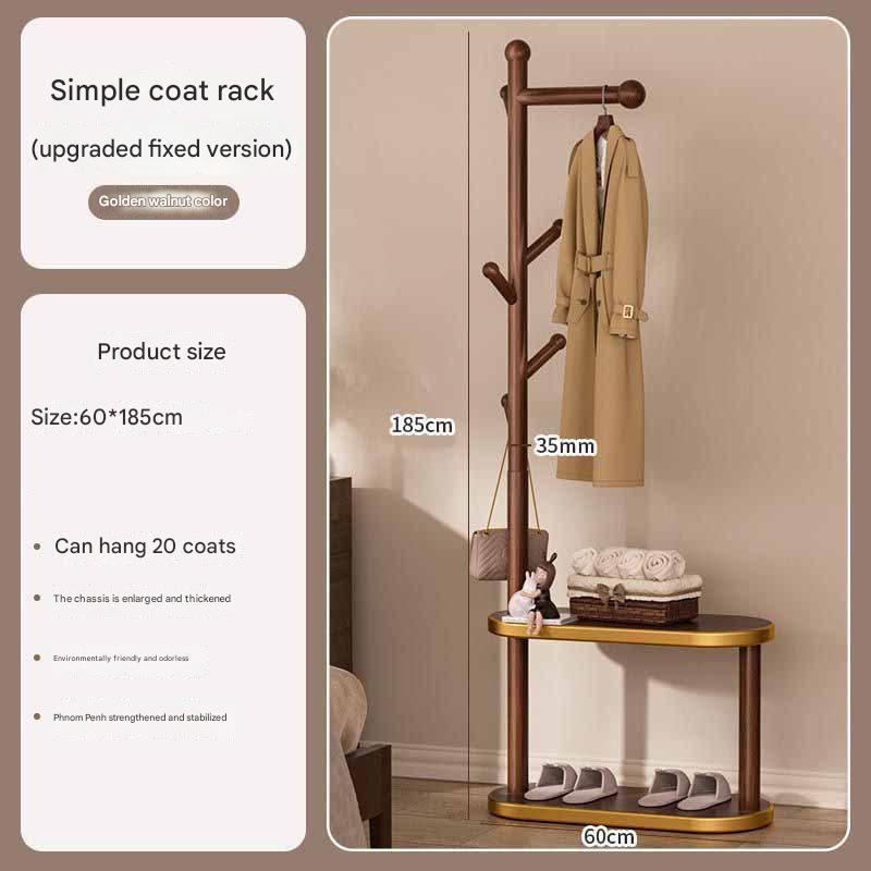 SP Golden Edge oval pattern fixed coat and hat rack, walnut color
