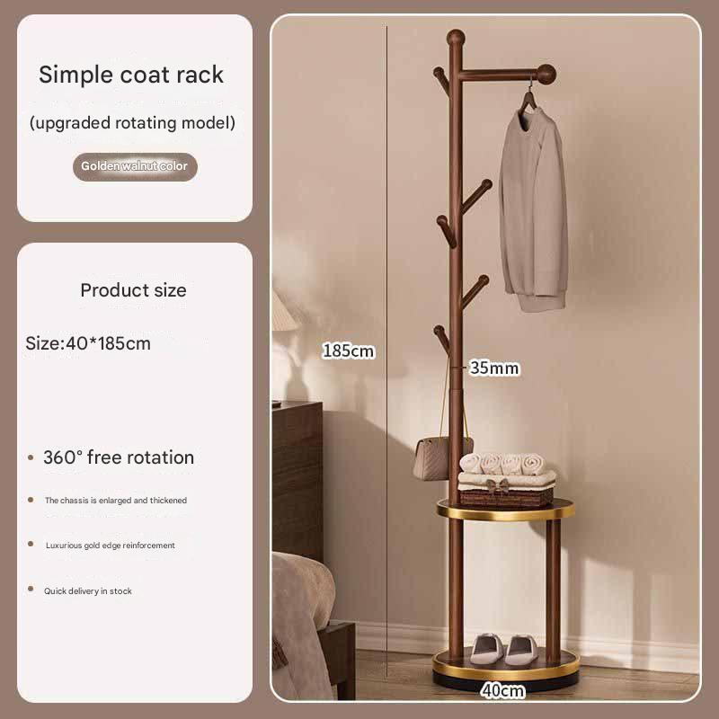 SP Golden edge circular rotating coat rack in walnut color