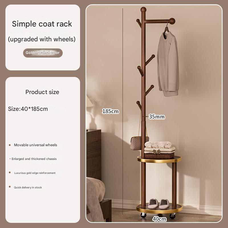 SP Golden Edge Circular movable coat rack walnut color