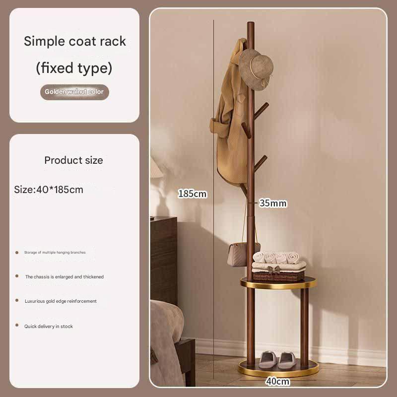 SP Golden edge round fixed coat rack walnut color