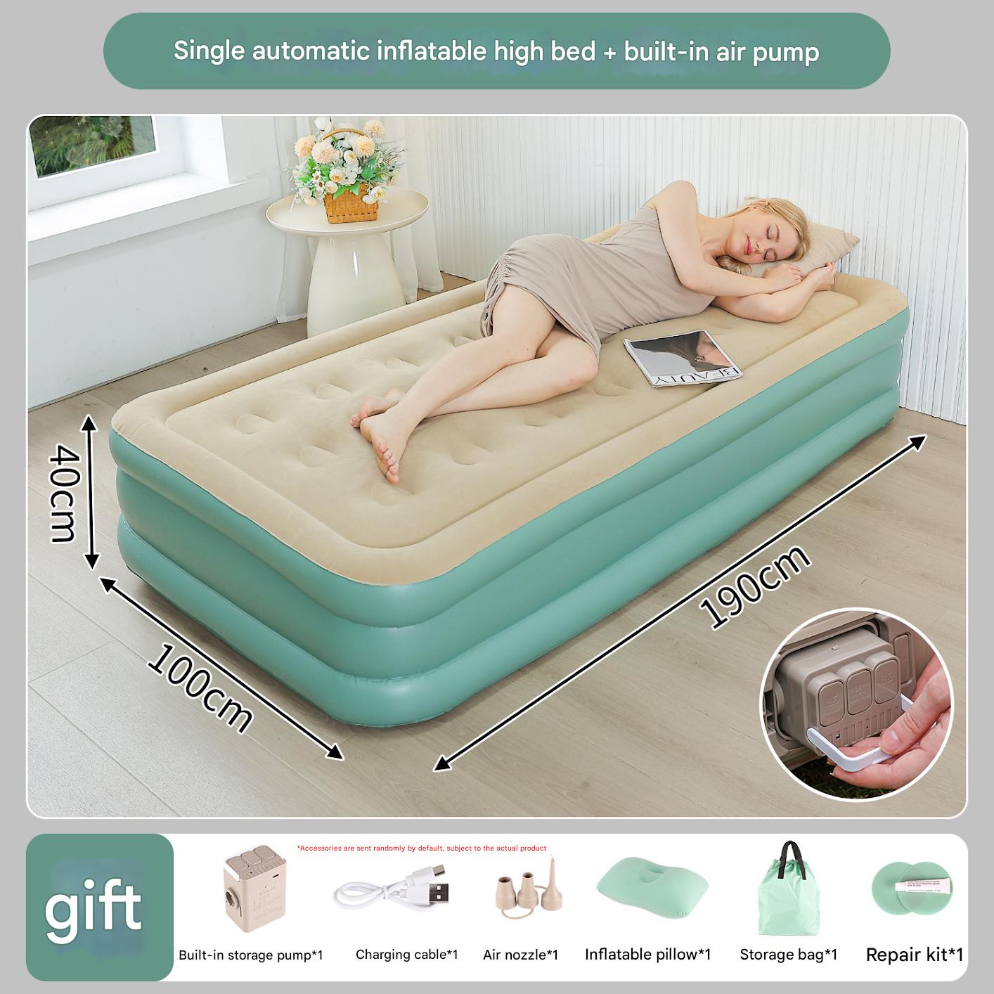 Green single tall bed 190*100*40cm