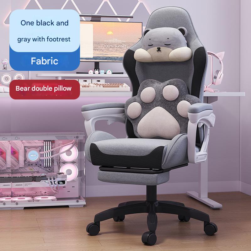 Black and gray fabric   footrest   bear double pillow