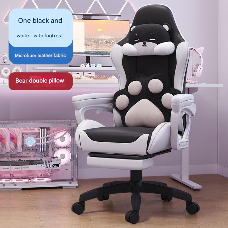 Black and white   footrest   bear double pillow