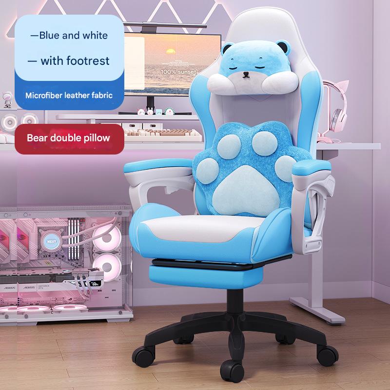 Blue and white   footrest   bear double pillow