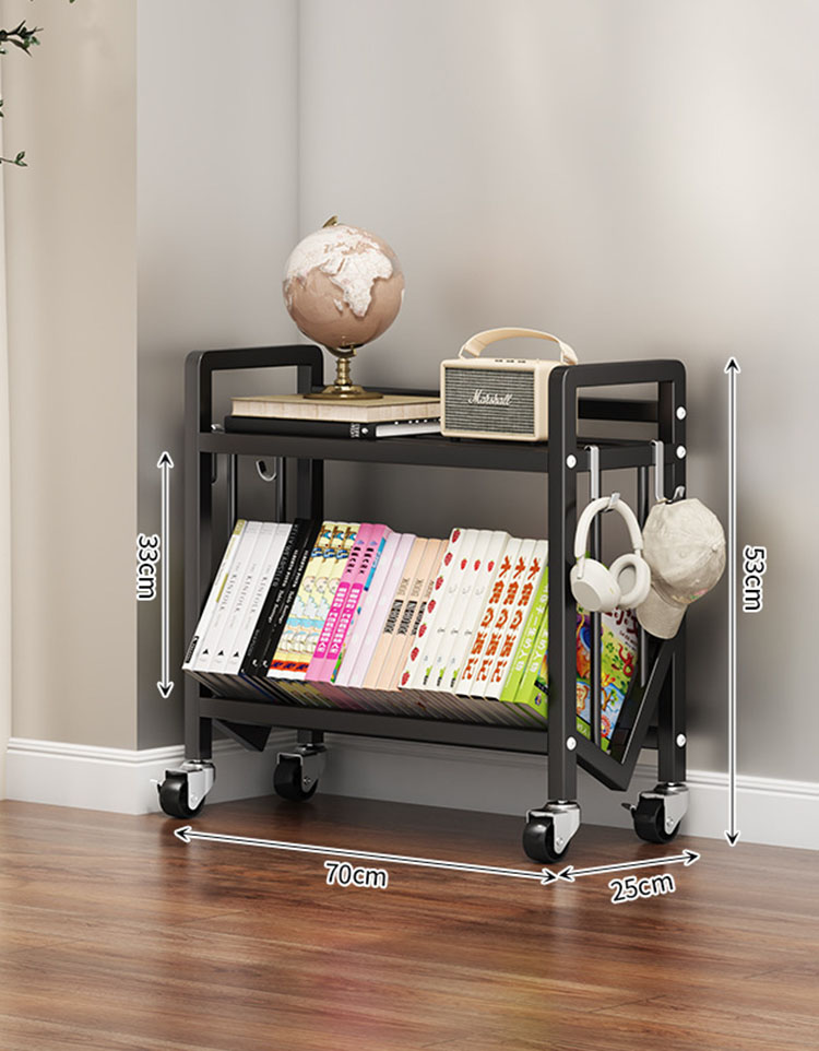 Floor bookshelf black (2 layers 70cm)