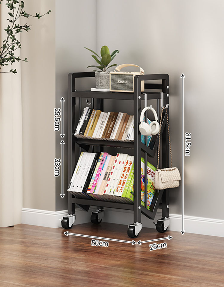 Floor bookshelf black (3 layers 50cm)