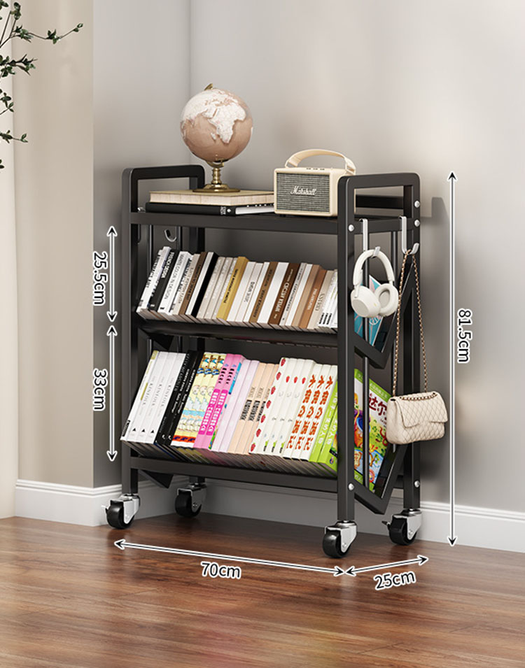Floor bookshelf black (3 layers 70cm)