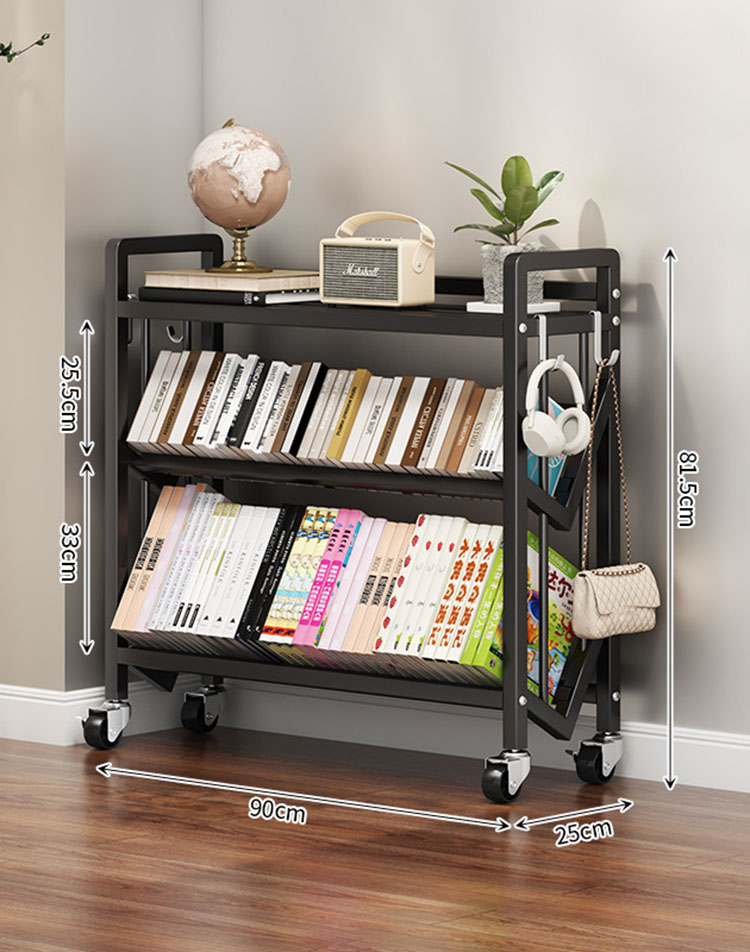Floor bookshelf black (3 layers 90cm)