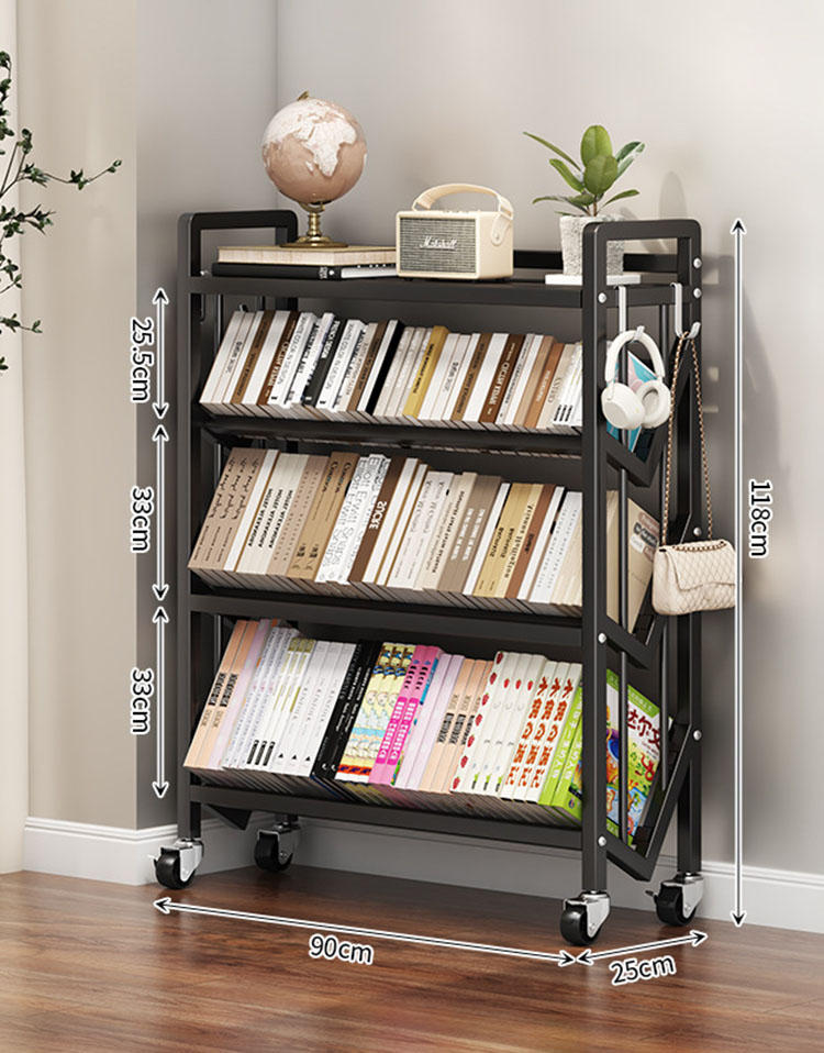 Floor bookshelf black (4 layers 90cm)