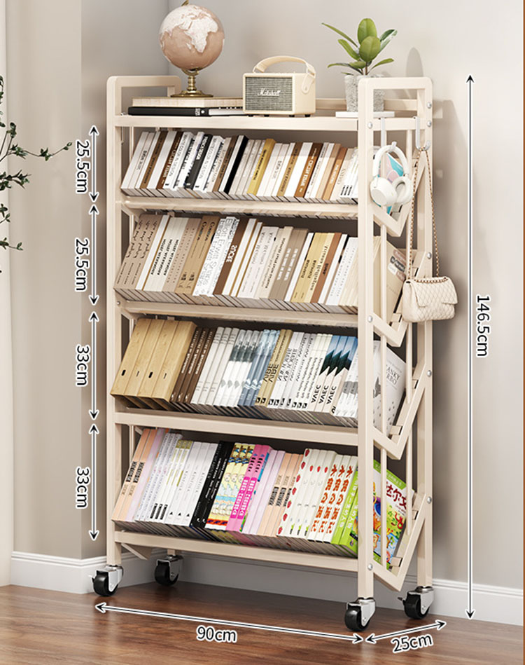 Floor bookshelf milk white (5 layers 90cm)